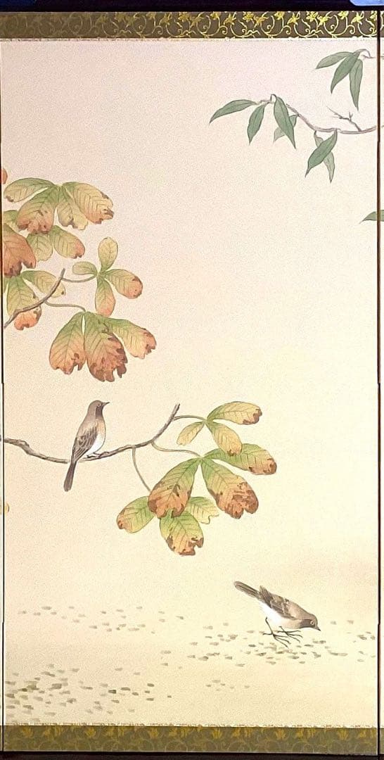 壁掛け屏風　日本画　紙本彩色　『鹿』
