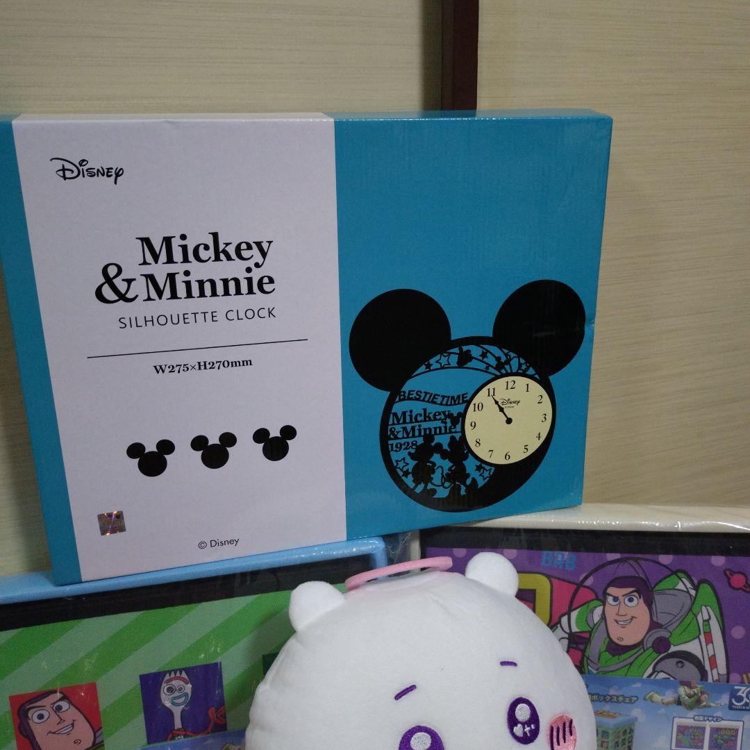 Mickey & Minnie シルエットクロック　ディズニー　プライズセット