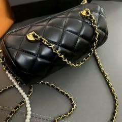 ノベルティ パール ラウンド 円柱　 ショルダーポシェット