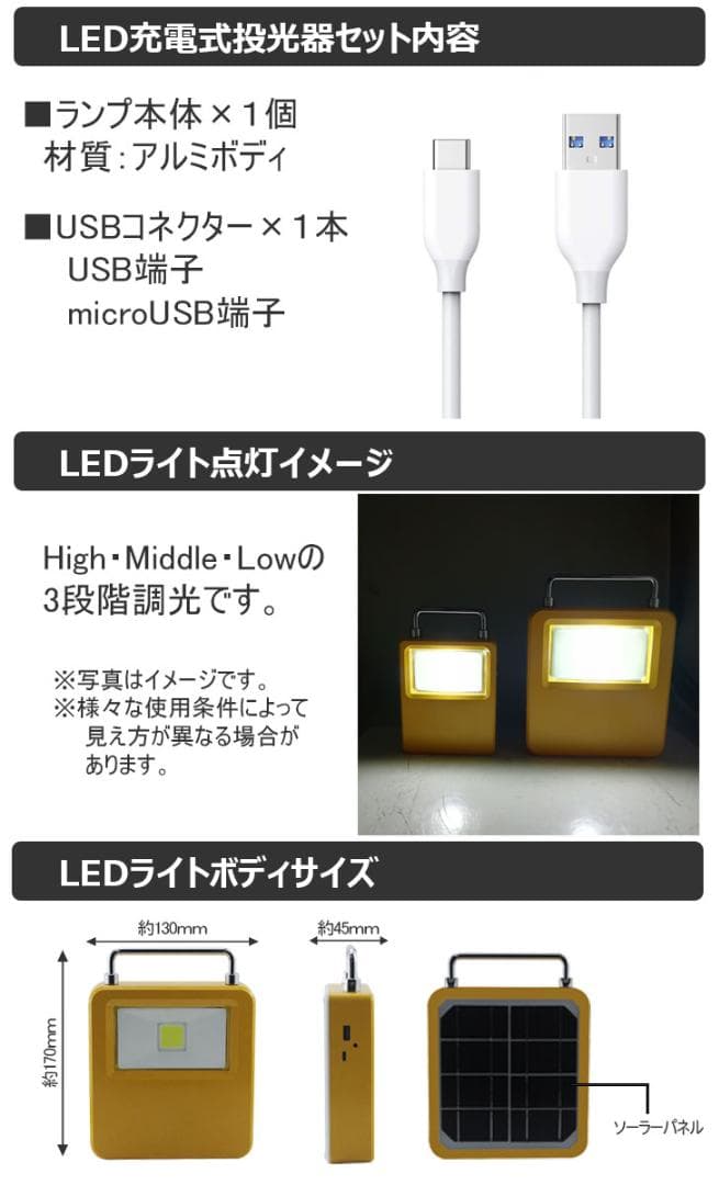 新品★50W　LEDソーラー 投光器 充電式  LED　アウトドア　送料無料