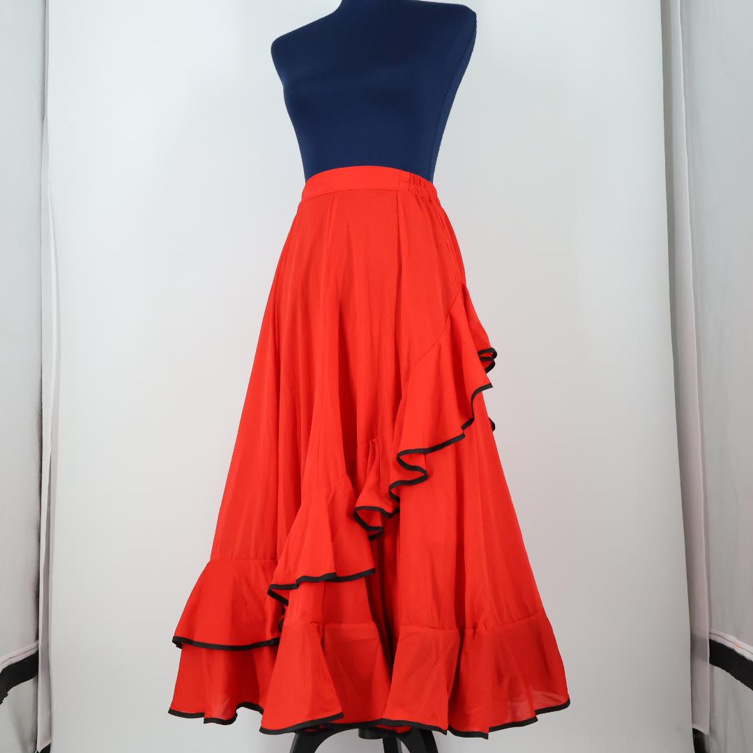 【フラメンコ衣装】レッド prima boutique ファルダ スカート 赤