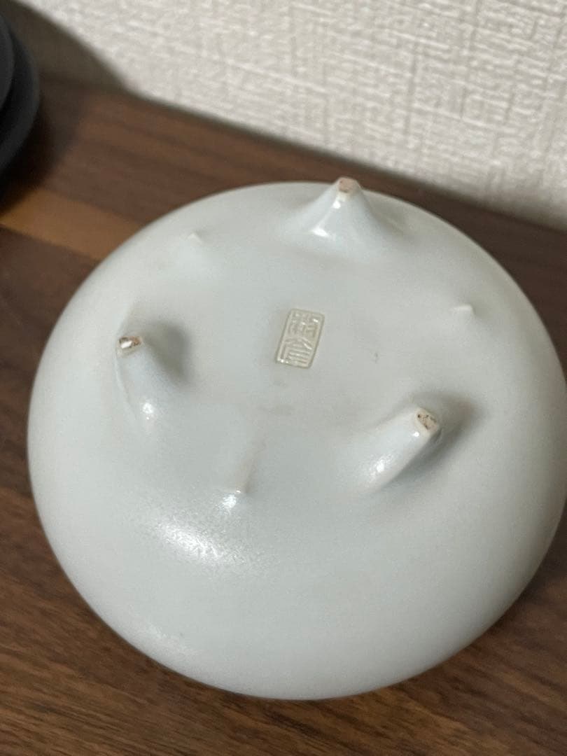 純銀蓋56g 菊透かし香炉 陶器 時代物 高9.6cm