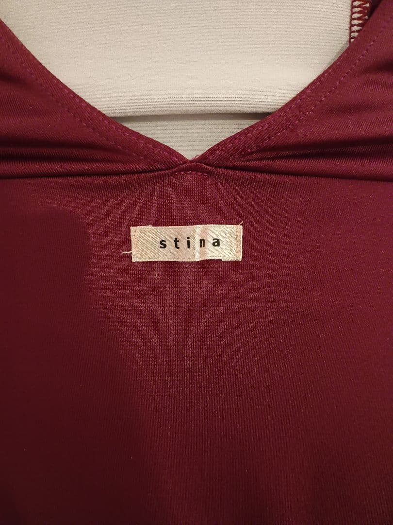 stina バーガンディー 花柄 レオタード