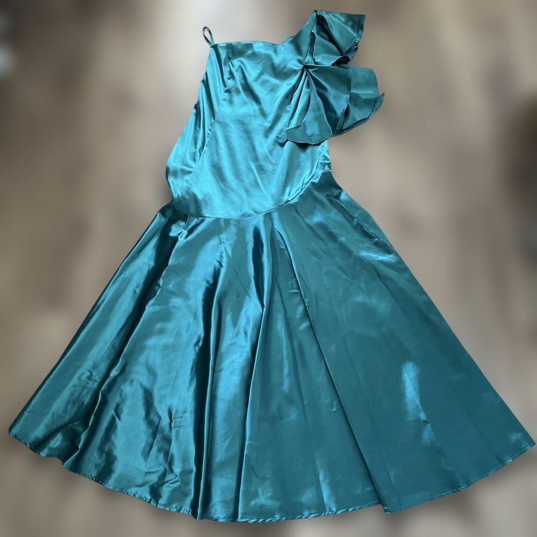 美品！BLUE HEAVEN COMPANY ターコイズ フリル付きサテンドレス