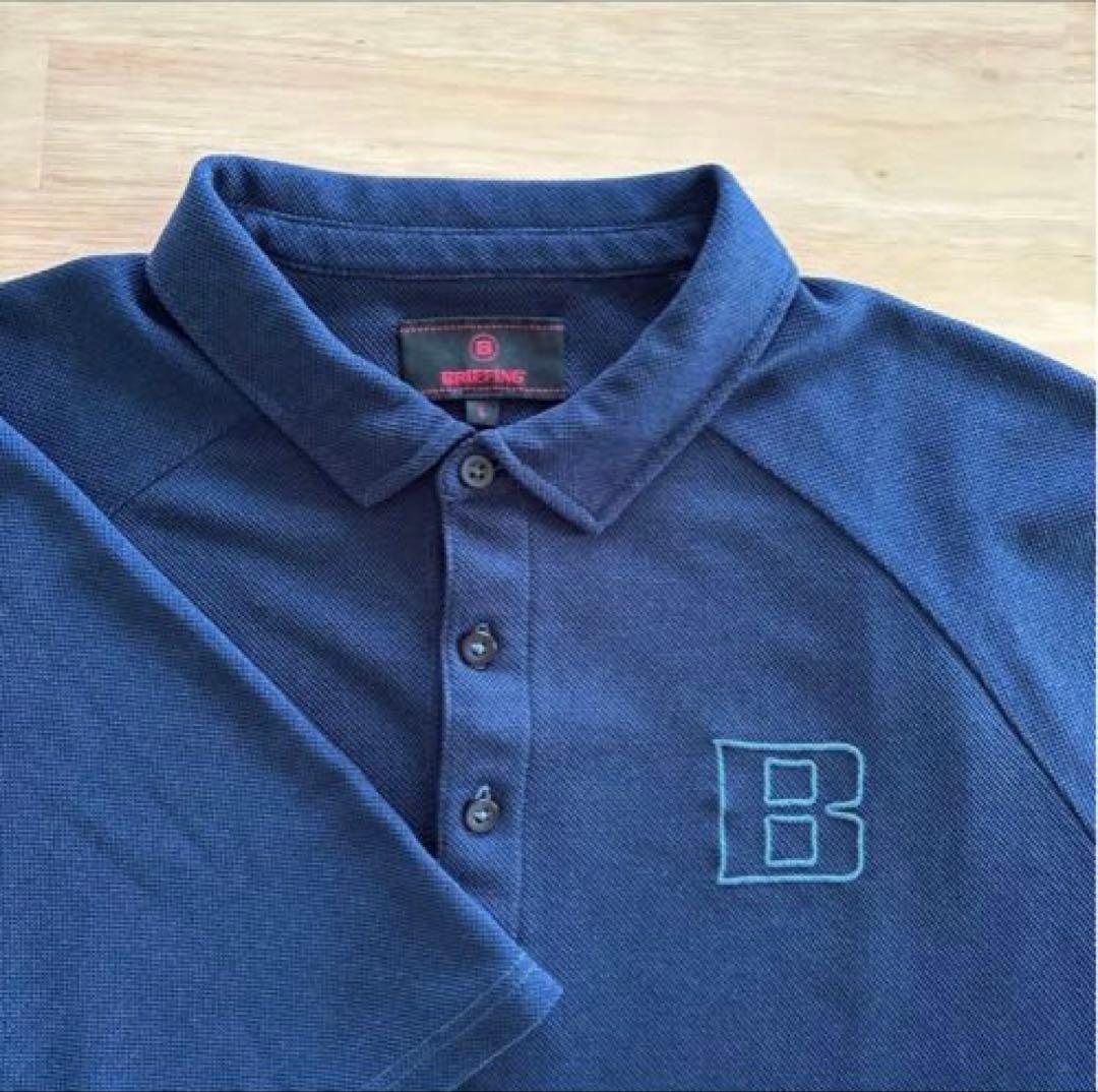 美品 BRIEFING GOLF ポロシャツ メンズ 軽量吸汗速乾 ネイビー L