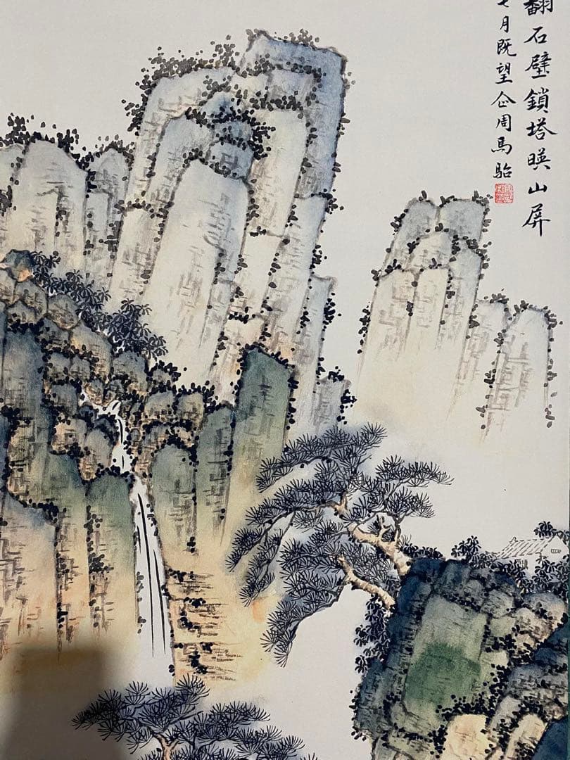 马骀 澄江图 中国画 掛け軸 水墨画 和室 玄関 茶室 壁掛け 美術品