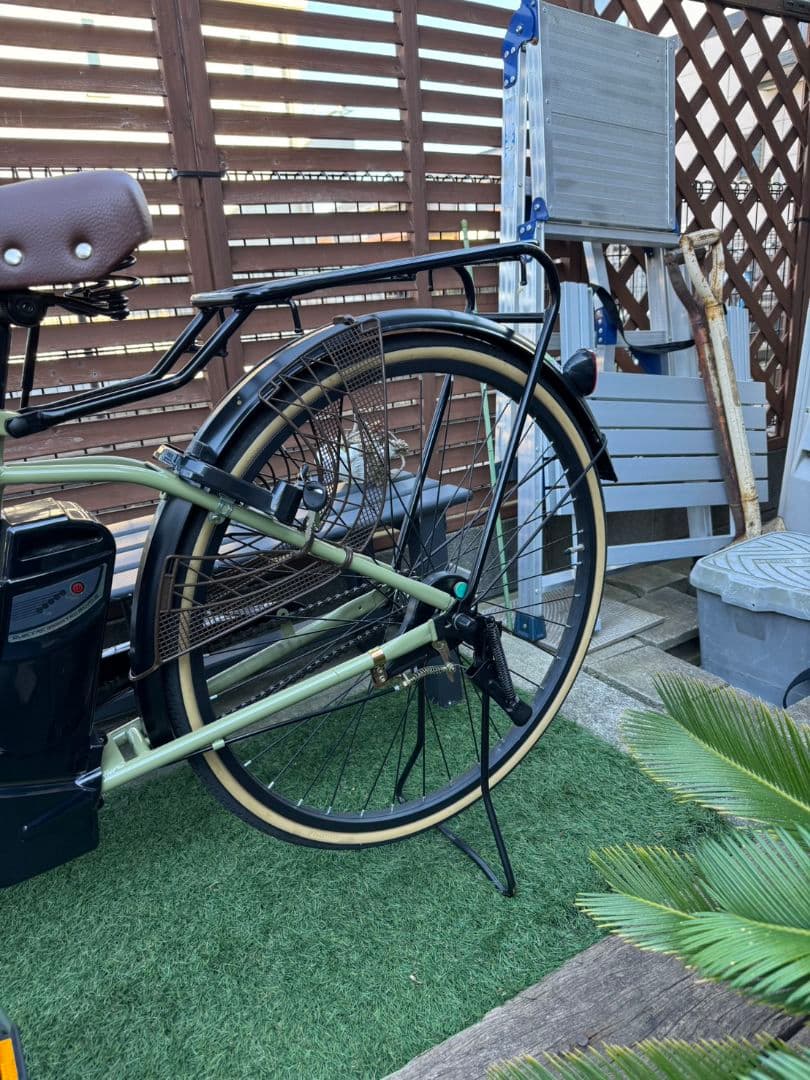 電動アシスト自転車 グリーン 前カゴ付き26インチ変速なし
