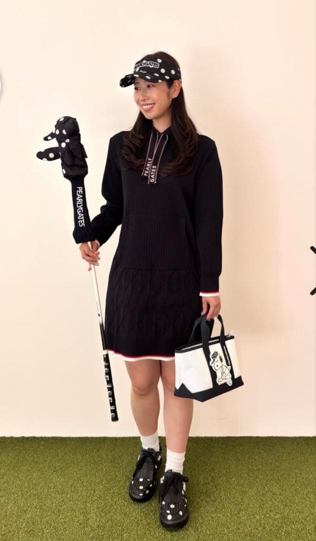 超美品☆PEARLY GATES ポリエステルアーンmmフーディニットワンピース