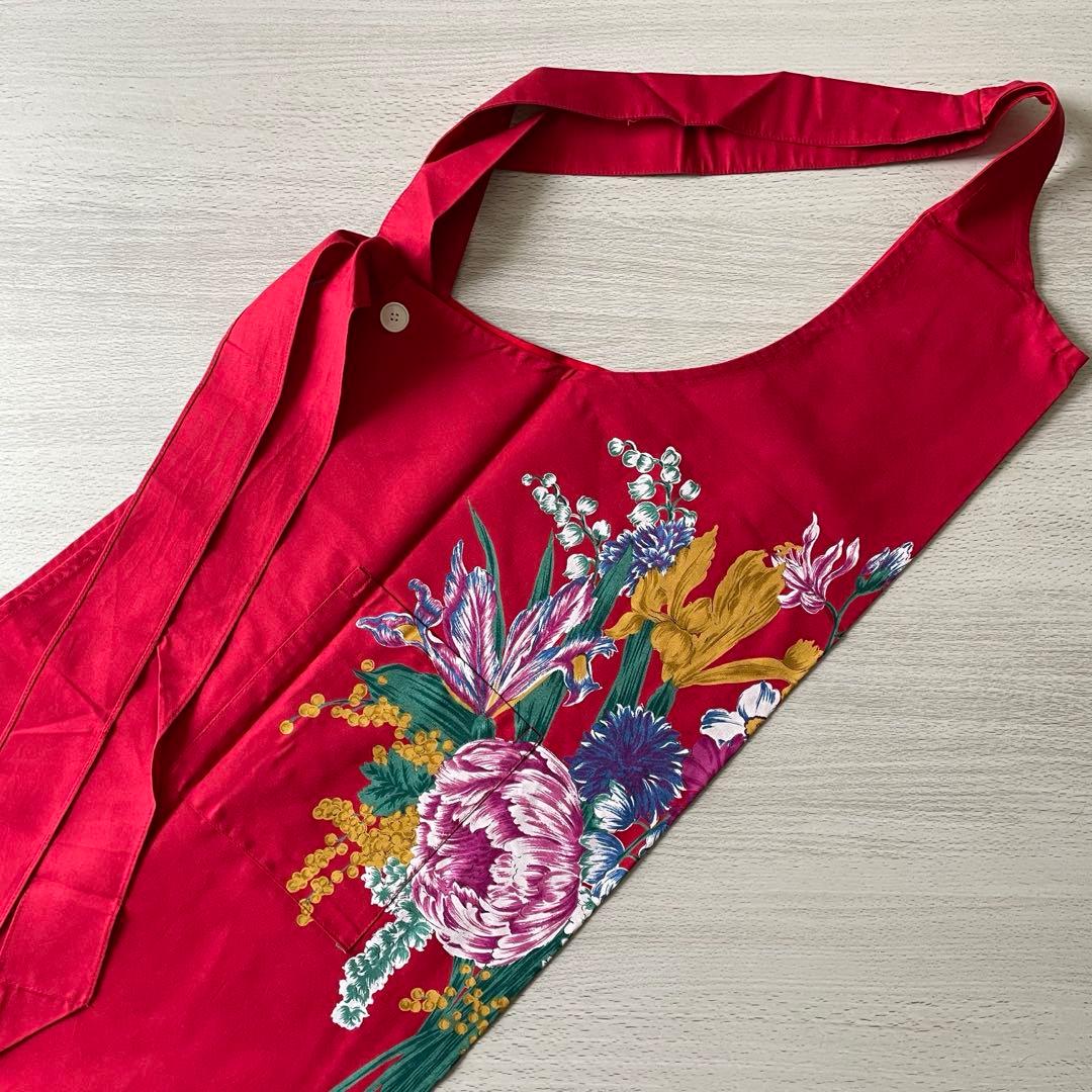 HANAE MORI ハナエモリ 森英恵 エプロン レッド 新品 未使用