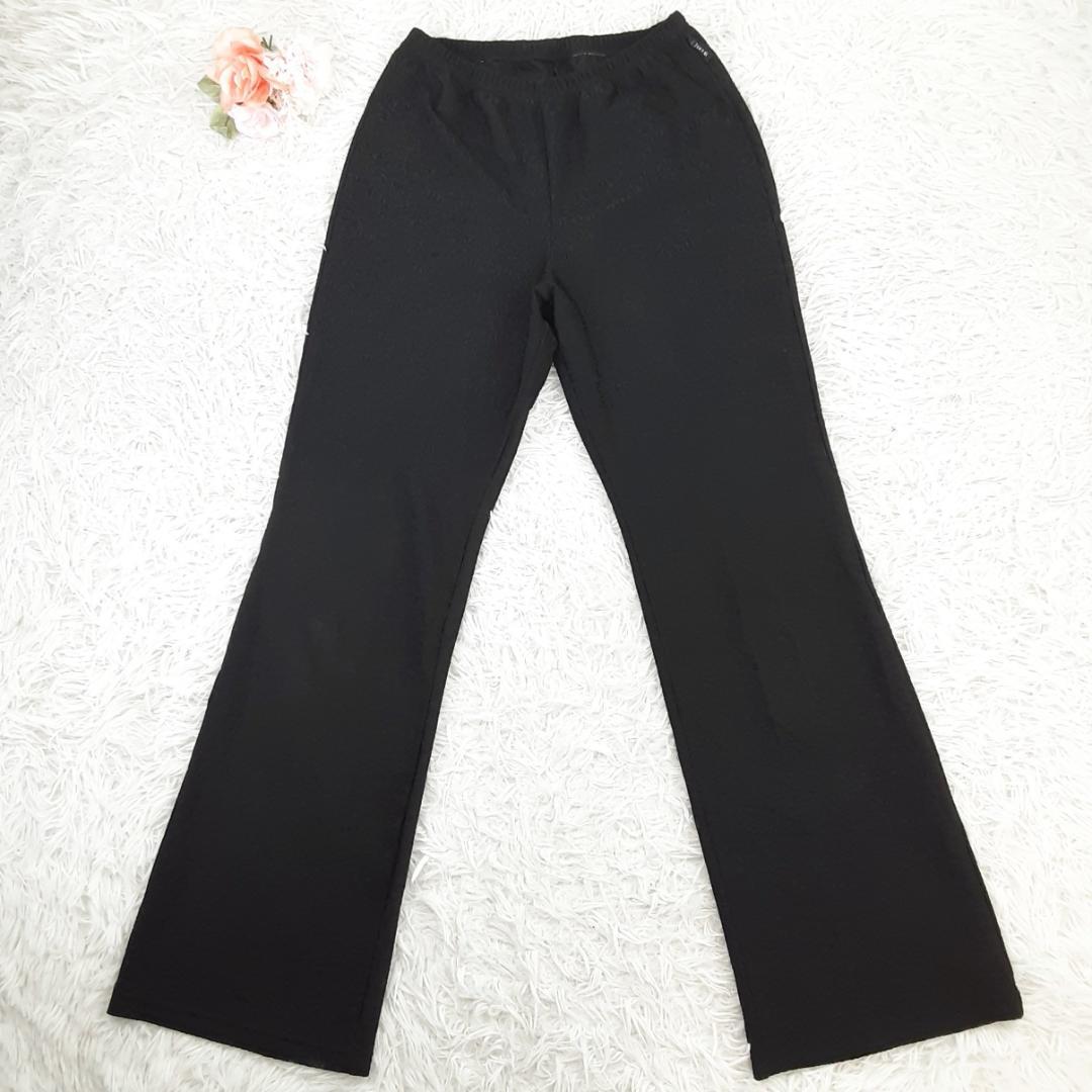 美品△ Chacot チャコット フレアパンツ L 黒 ダンス バレエ 花柄