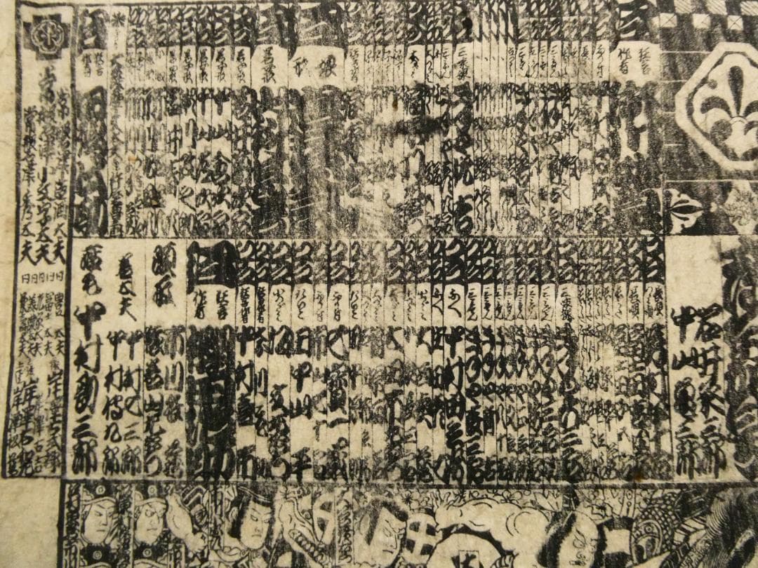浮世絵 絵番付 鳥居清満 文政三年辰霜月 大芝居番付 江戸歌舞伎古版木版摺