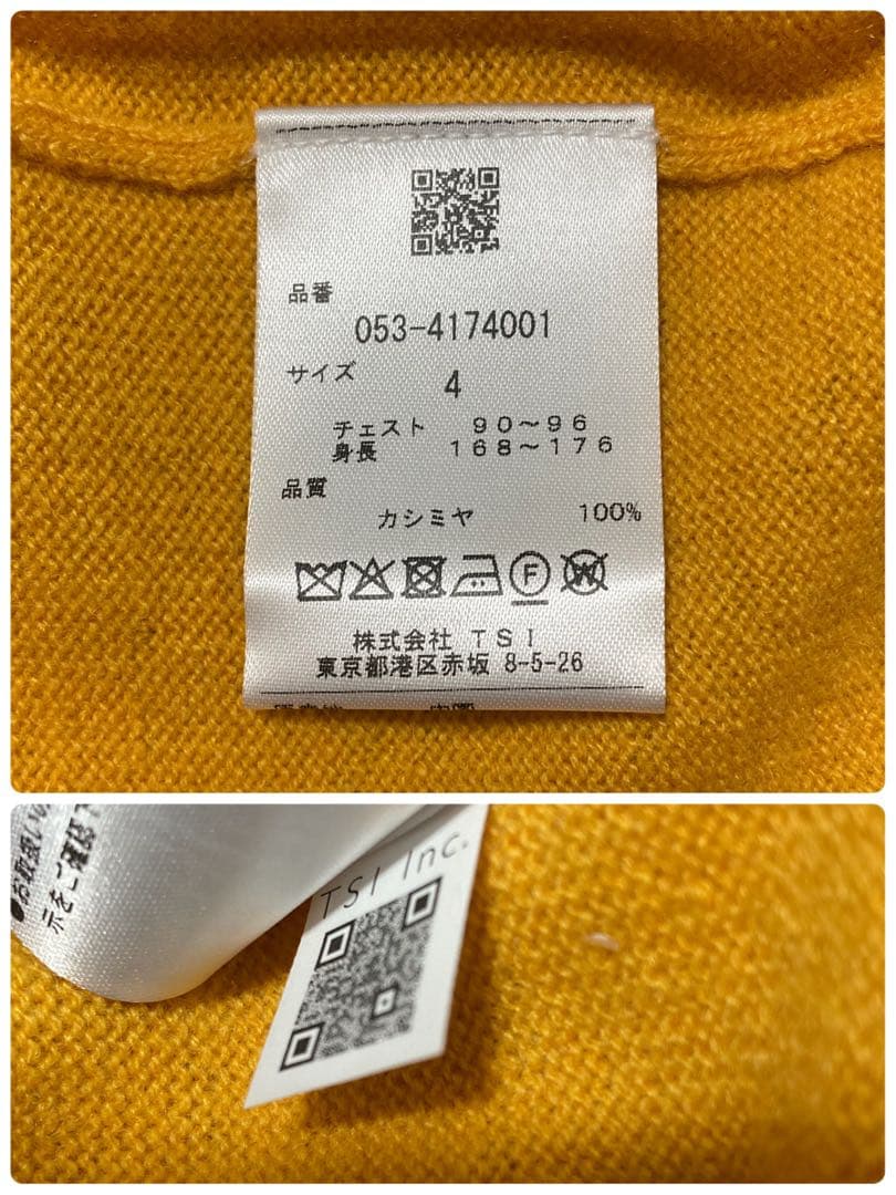 新品 パーリーゲイツ カシミヤ天竺 タートルネックニットプルオーパー(4)M/黄