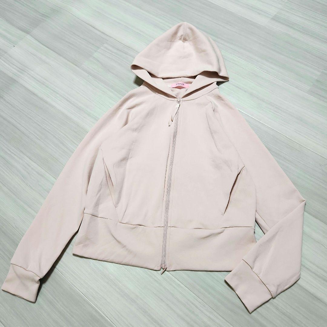 美品☆Chacott☆コンパクトフーデットジャケット M くすみピンク