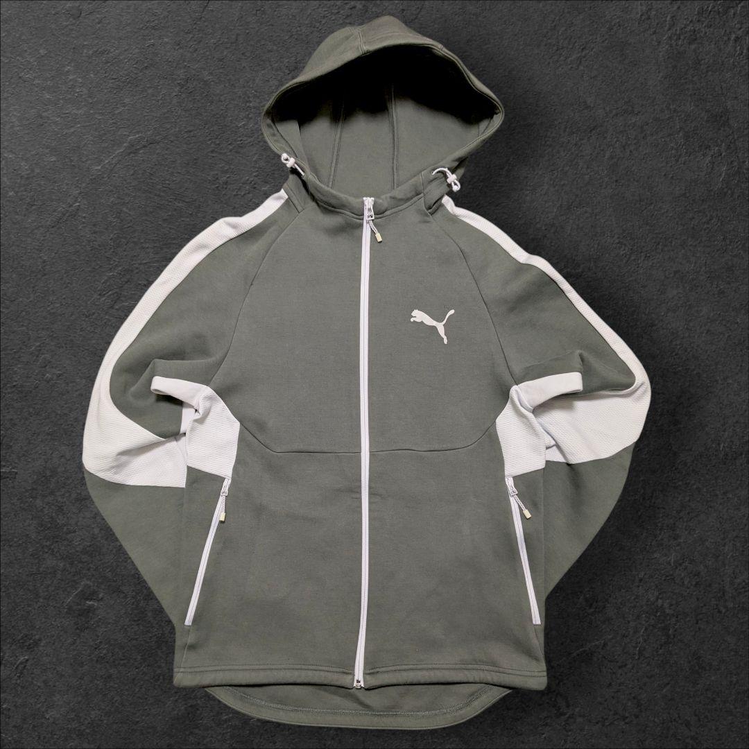 PUMA フード付きジャージ上下セット オリーブグリーン