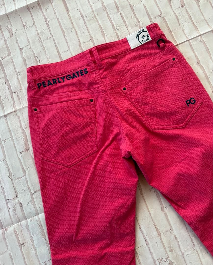 美品 PEARLY GATES ゴルフパンツ ピンク蓄熱裏地 ストレッチ　冬