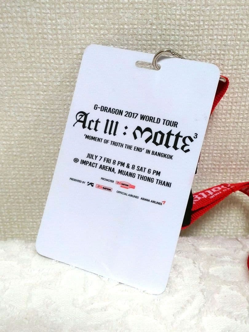 【非売品】G-DRAGON Act III:MOTTE バンコク VIPパス赤