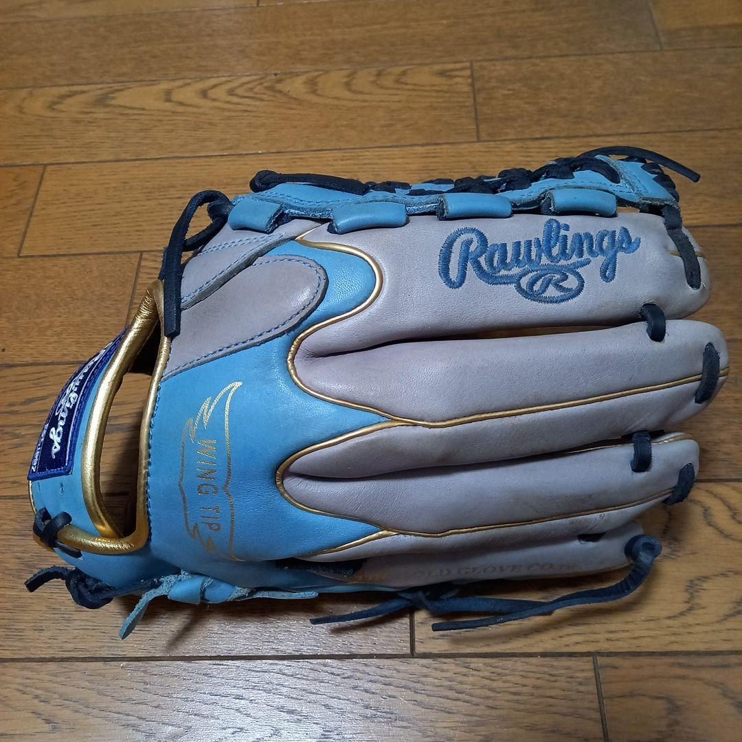 K*P様 Rawlings 軟式グローブ ライトブルー/ベージュ 左投げ