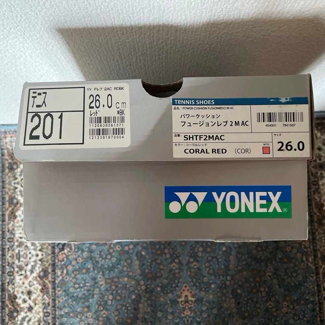 メンズYONEX パワークッション02 テニスシューズ レッド26センチ