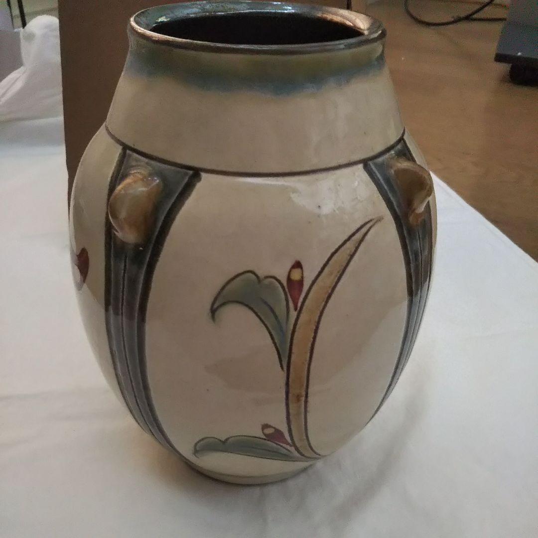 値下新品未使用【赤絵花紋花瓶 壺】琉球焼 小橋川陶器 沖縄 壺屋陶器 即購入 箱