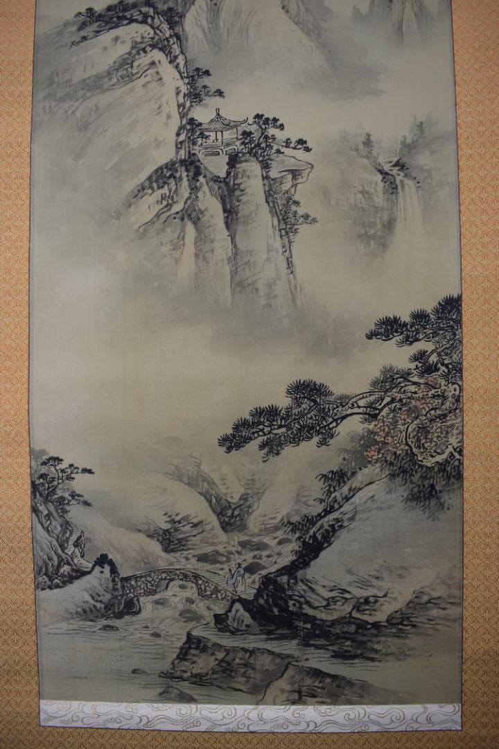 複製/鼎安/山水人物図/中国画/工芸品/掛軸☆宝船☆Z-343