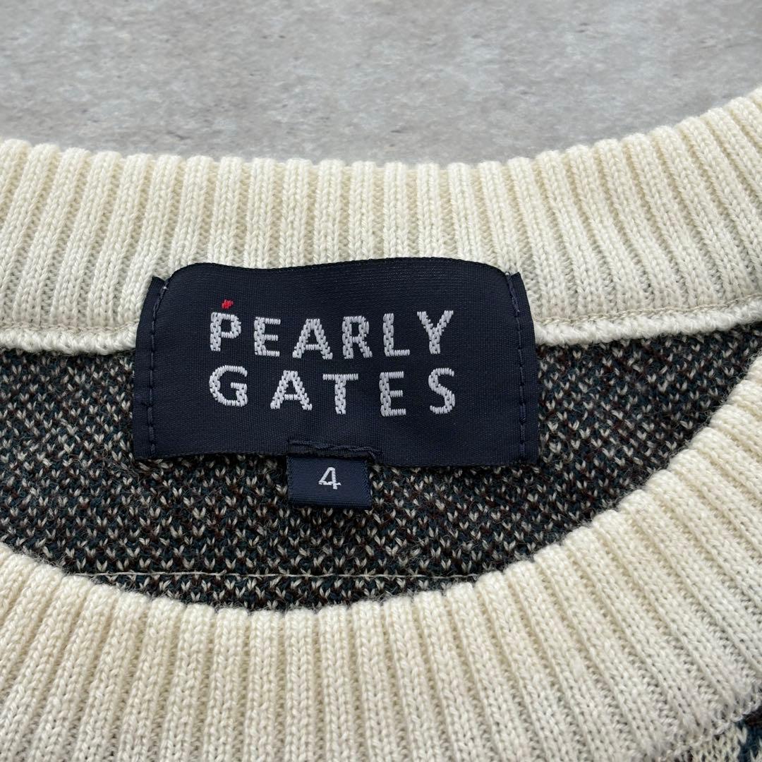 PEARLY GATES 総柄 千鳥格子 ニットベスト ゴルフウェア ワッペン4