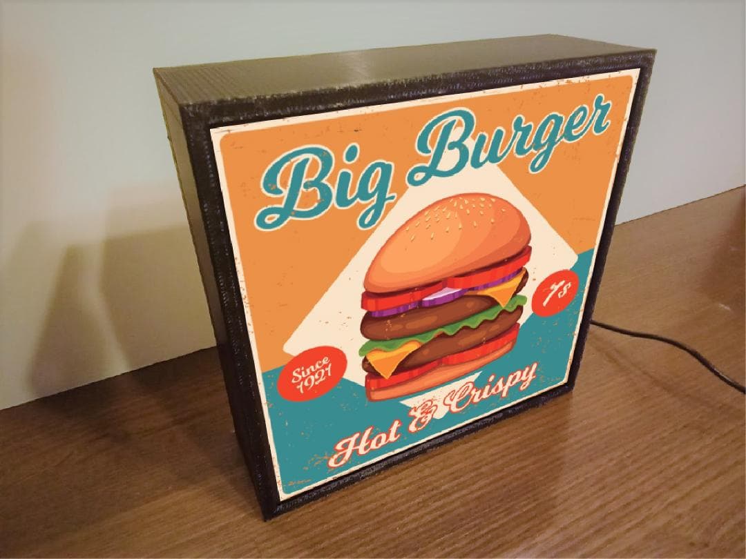 アメリカン ハンバーガー カフェ ランプ 看板 置物 雑貨 LEDライトBOX