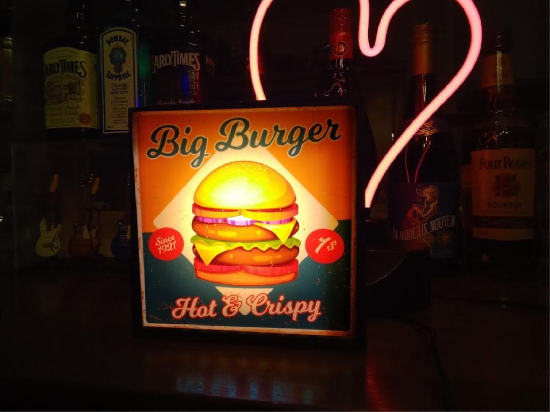 アメリカン ハンバーガー カフェ ランプ 看板 置物 雑貨 LEDライトBOX