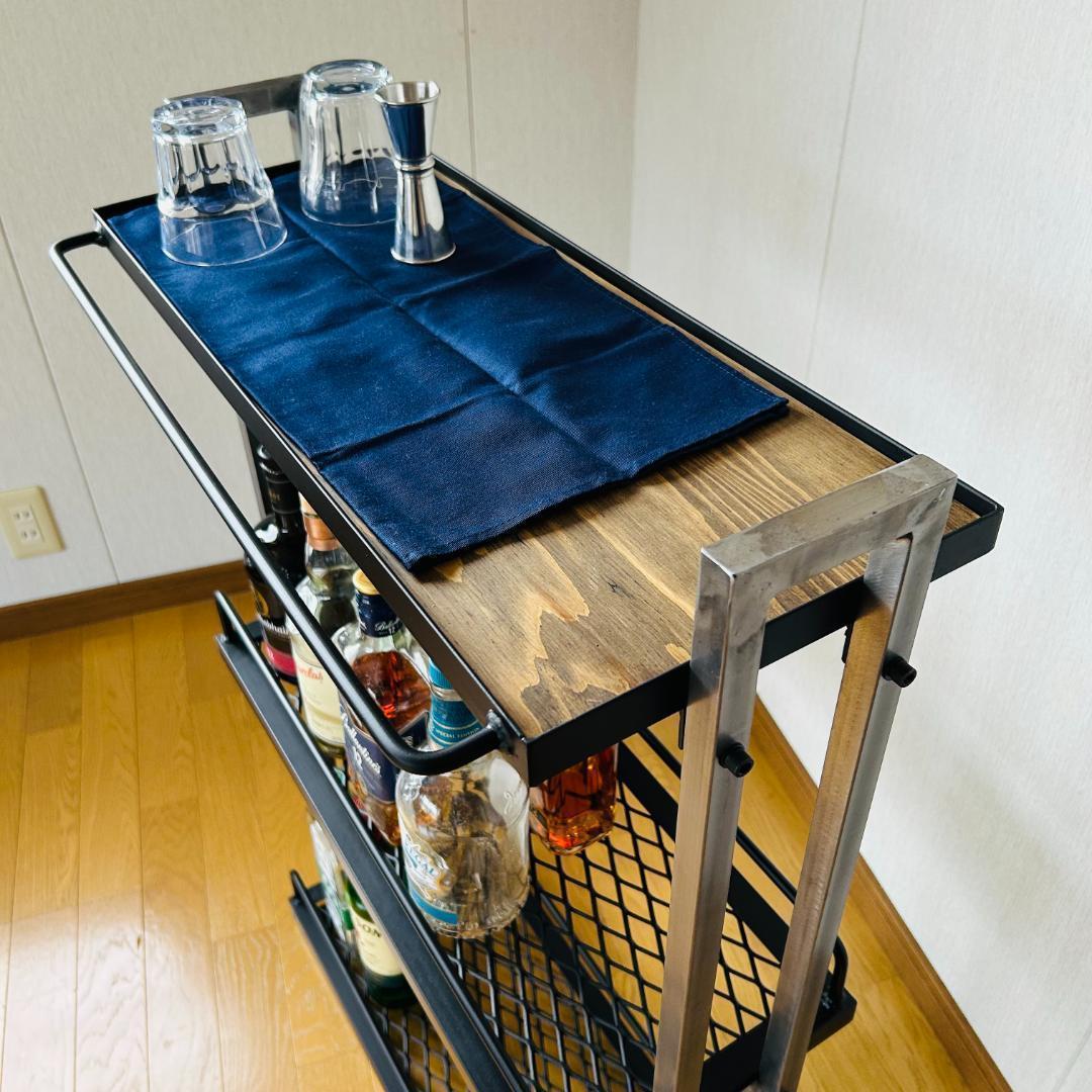 スチールバーカート　ウイスキーラック　 3段　 ブラック　アイアン家具