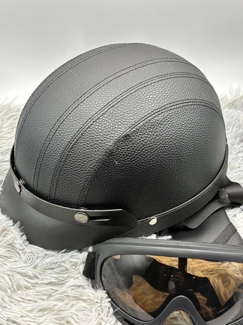 専用 黒2黄色2 レザーヘルメット　ゴーグル付　ヴィンテージ　ブラック 半ヘル