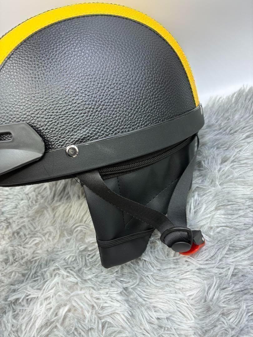 専用 黒2黄色2 レザーヘルメット　ゴーグル付　ヴィンテージ　ブラック 半ヘル