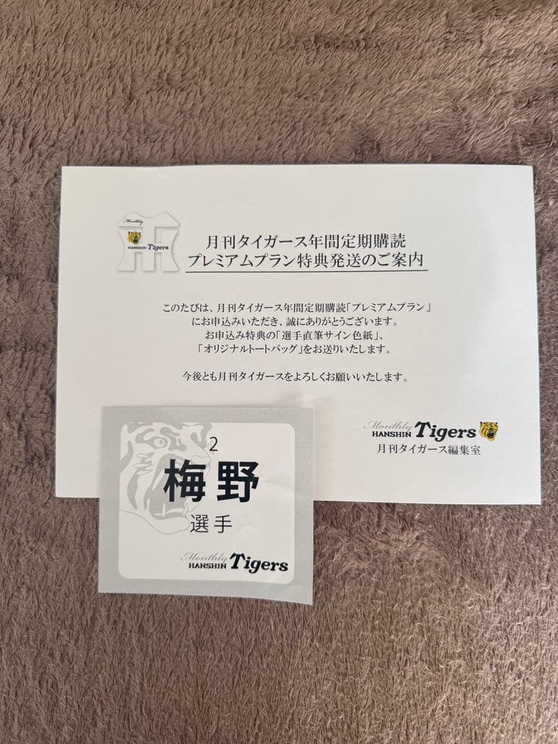 阪神タイガース 梅野選手　直筆公認サイン色紙