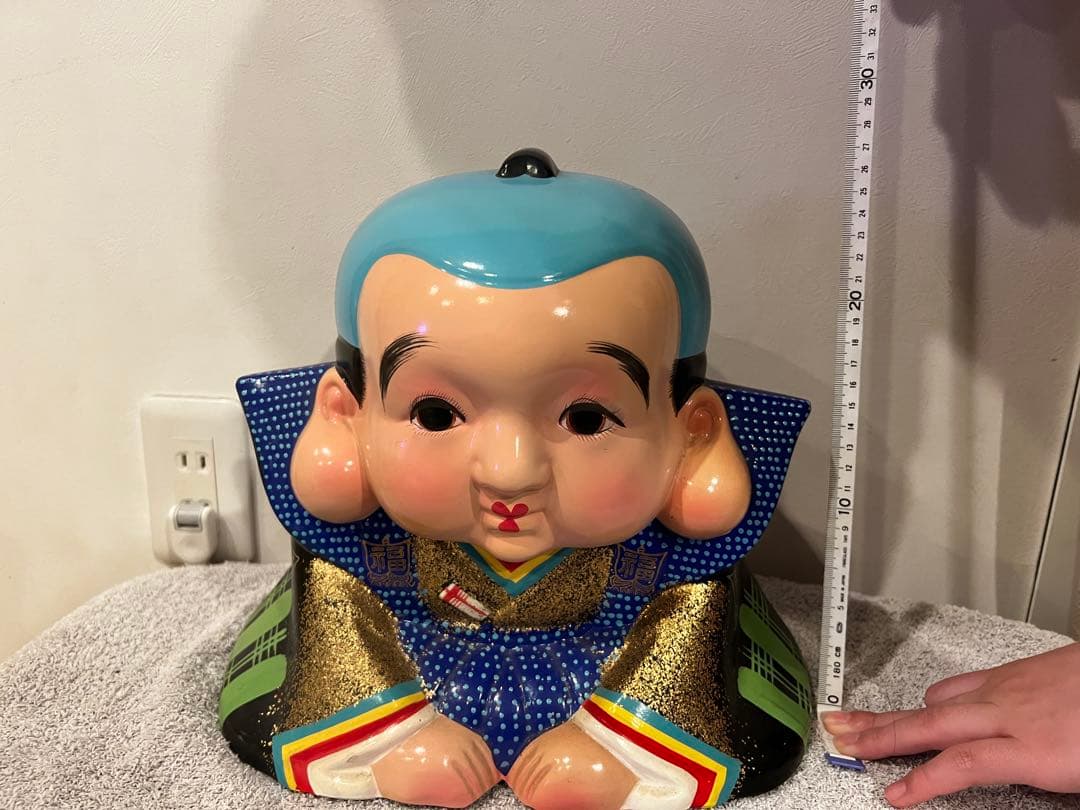 『昭和レトロ　』福助人形　( ͡° ͜ʖ ͡°) 27㎝　 置物♡貯金箱