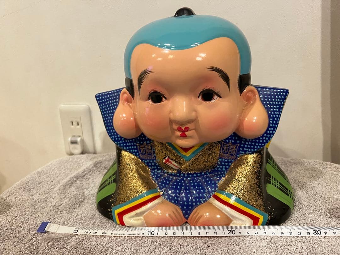 『昭和レトロ　』福助人形　( ͡° ͜ʖ ͡°) 27㎝　 置物♡貯金箱