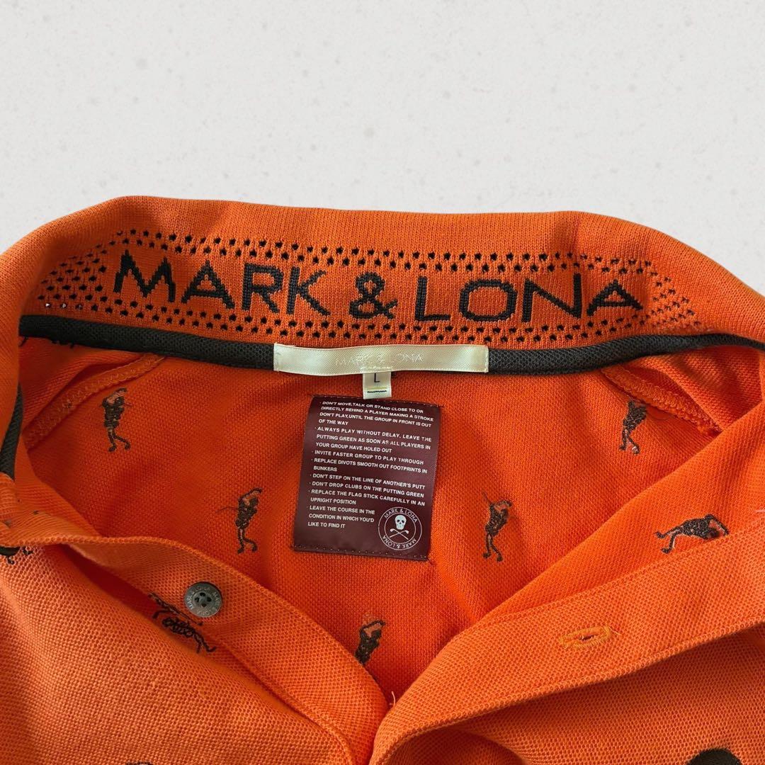 MARK&LONA マークアンドロナ 半袖 ポロシャツ ドクロ刺繍 L オレンジ