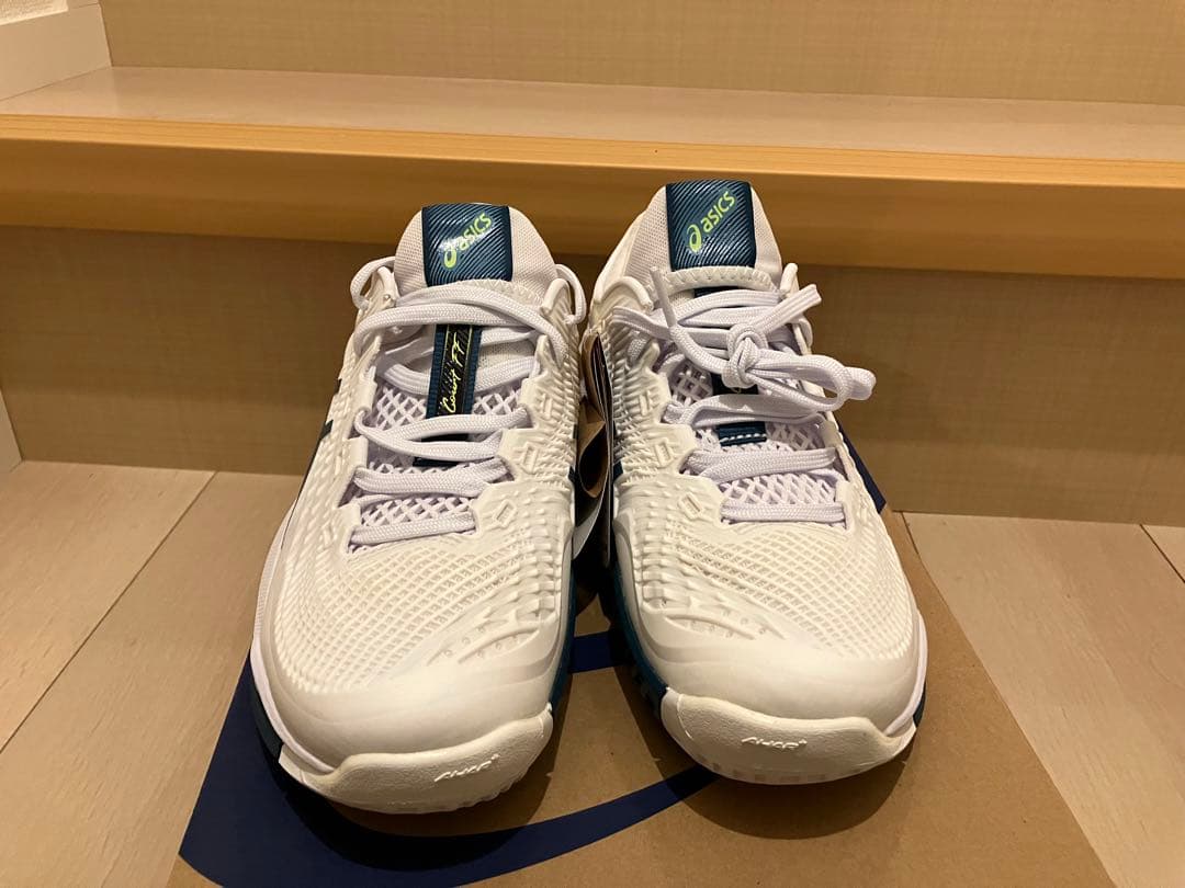 【新品未使用】ASICS テニス コートFF3 ホワイト/グリスブルー　25
