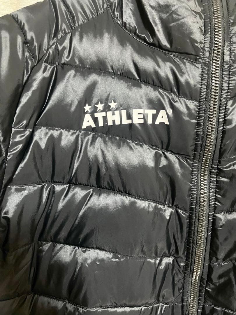 【美品】ATHLETA 160 フード付きダウンコート ブラック　ベンチコート