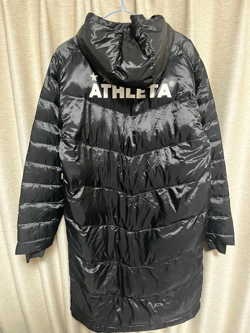 【美品】ATHLETA 160 フード付きダウンコート ブラック　ベンチコート
