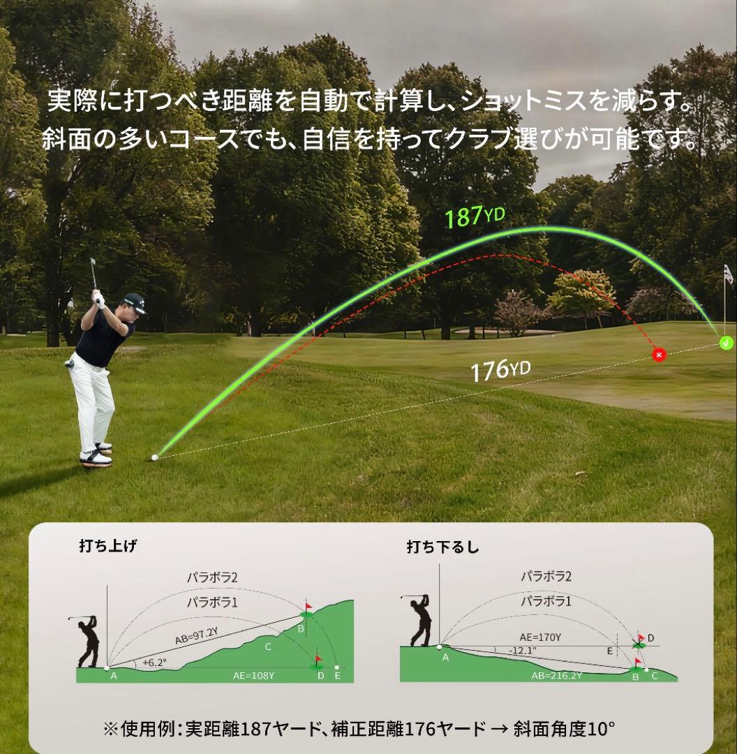 ゴルフ距離計 レーザー距離計 ヤード 高精度 防水 Type-C コンパクト