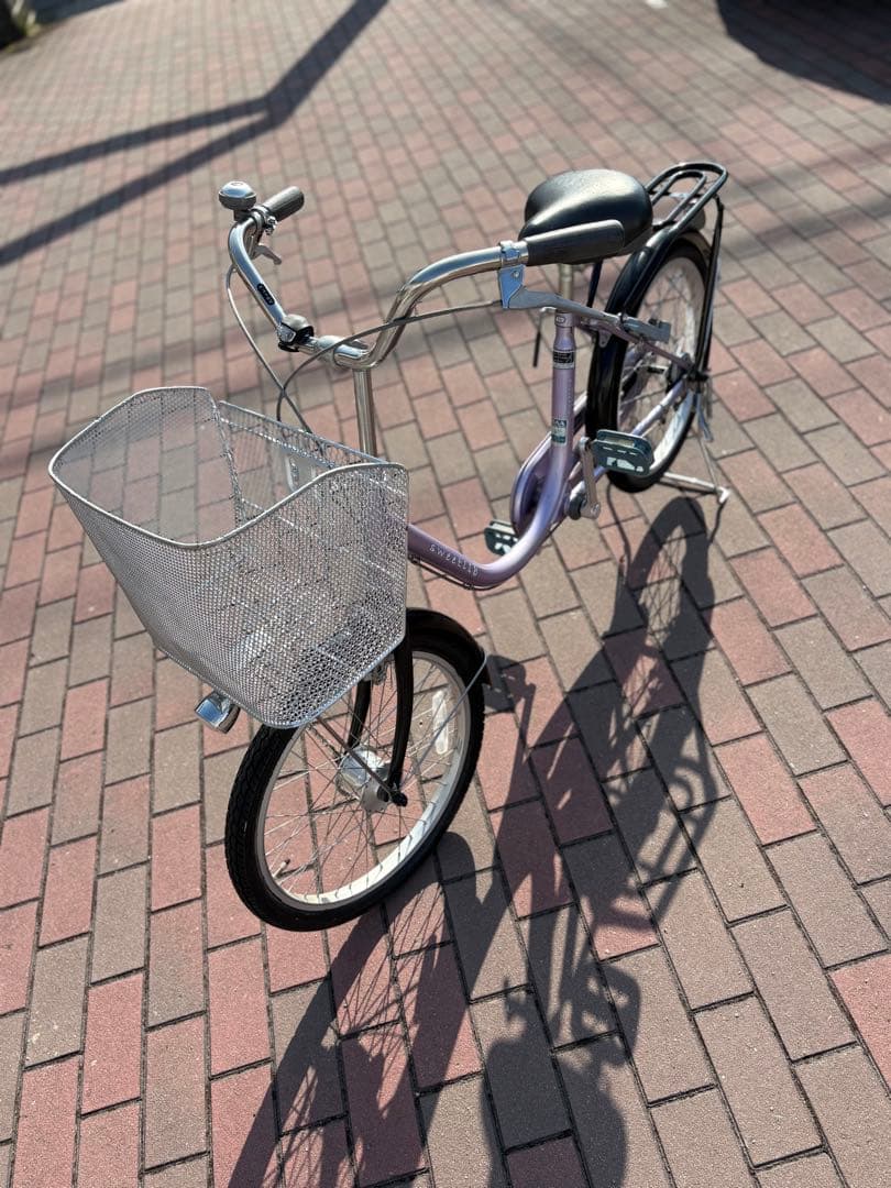 Azzさん専用 紫色 シティサイクル 前面バスケット付き(20㌅)お届けできます
