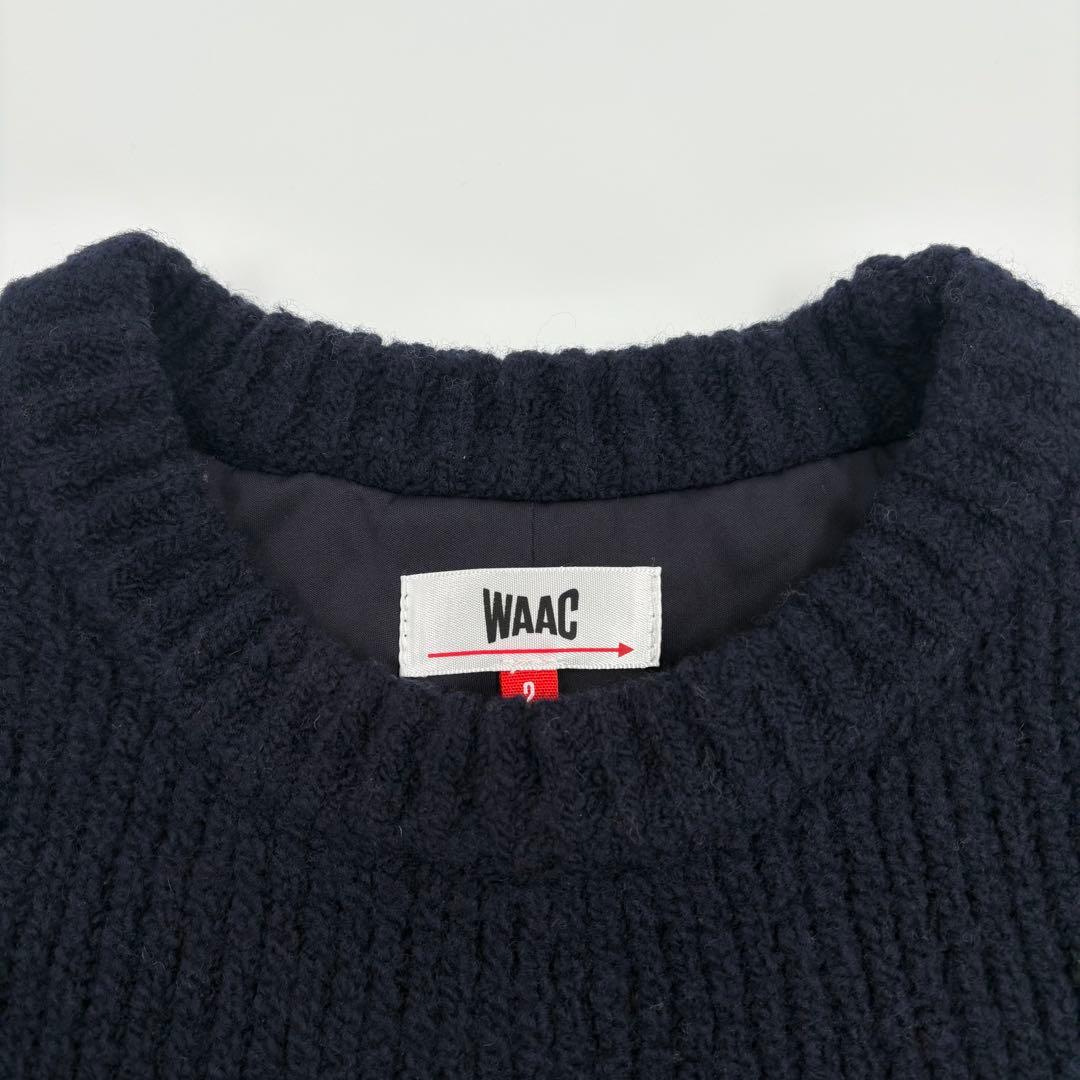 美品　WAAC ワック ニット 裏地付き ウール ネイビー M相当 775ゴルフ