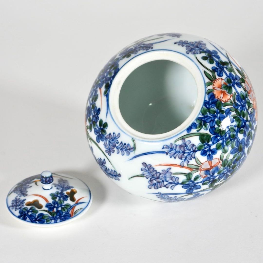 村上玄輝　香炉 蓋付き 花絵紋 香道具 茶道具 ￼