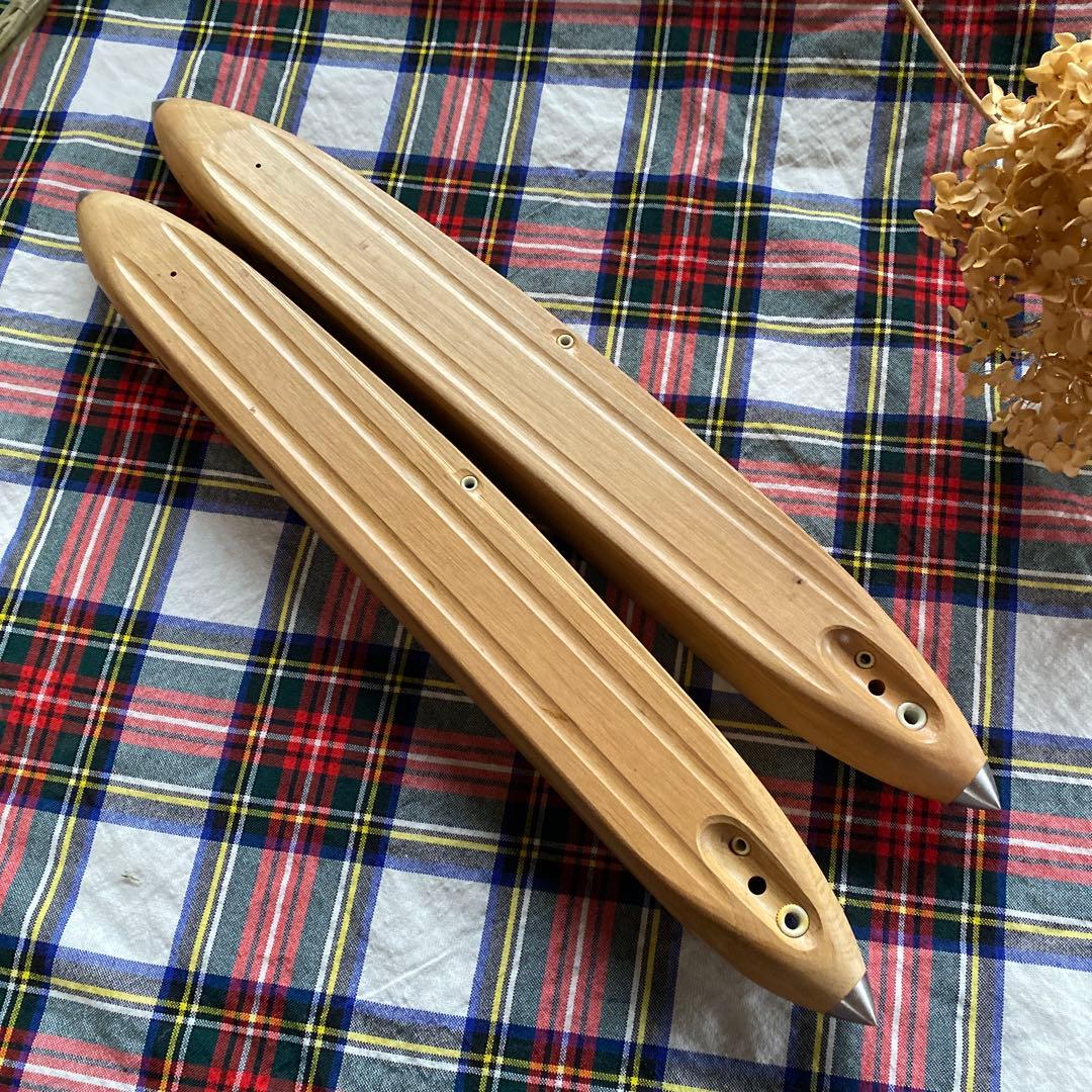 ションヘル織機 の未使用シャトル 緯管付き　 2セット 紡績 織物 工芸品