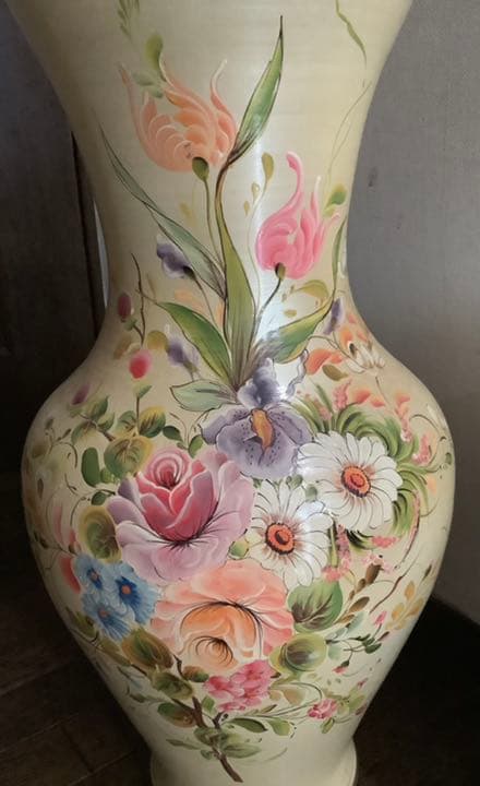 イタリア製 陶器 花瓶 花柄 高級 インテリア　輸入雑貨