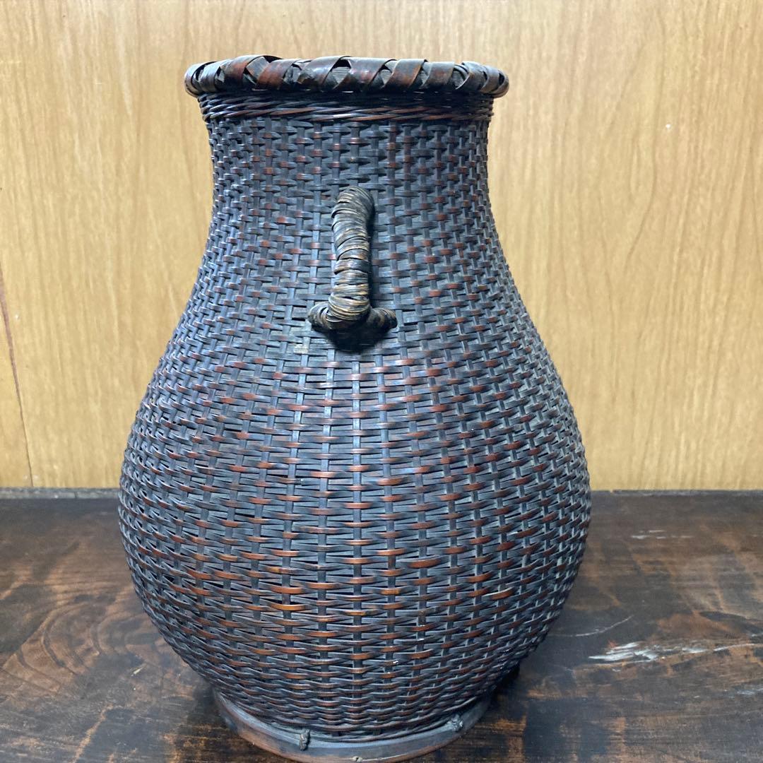 骨董　古道具　竹花籠　花入　花器　茶道　大きな花籠　耳つき花籠　時代もの