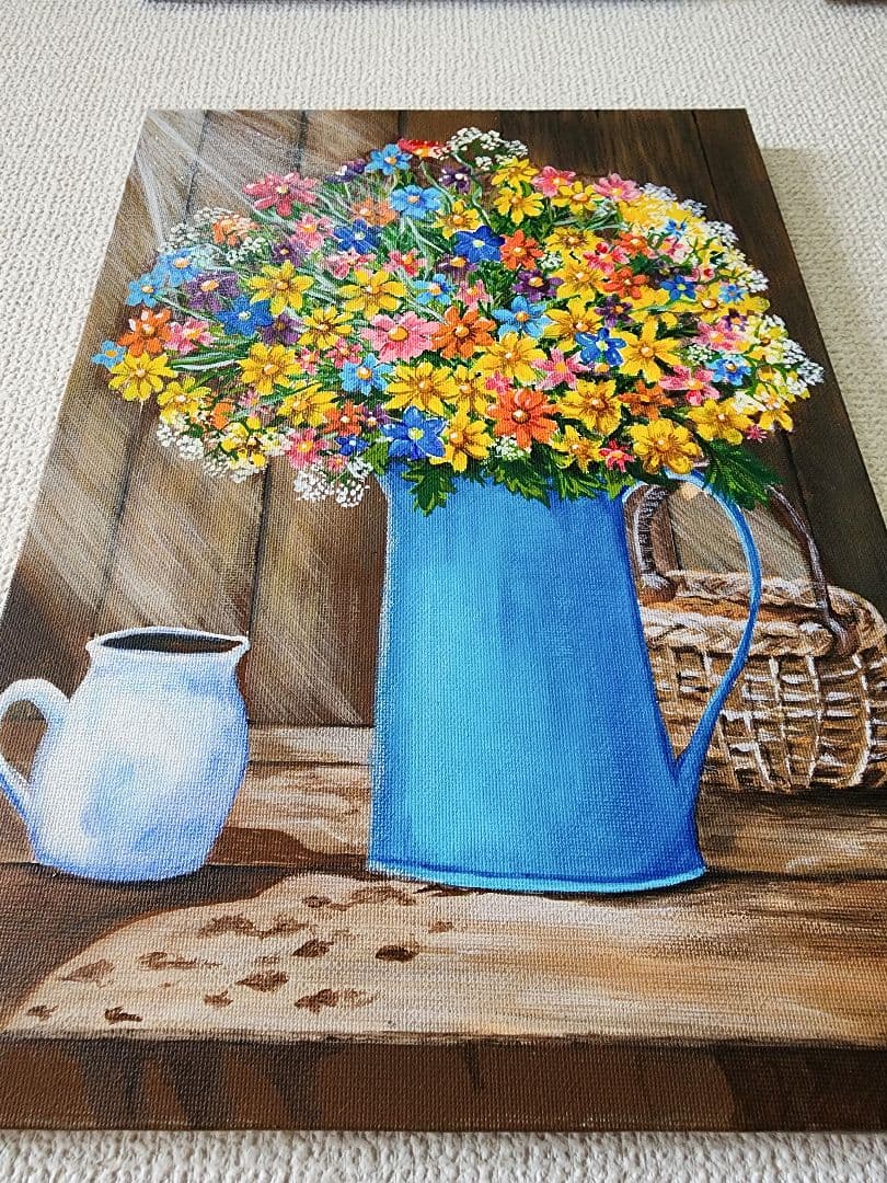 アクリル画　花　絵画　アート　花の絵　イラスト