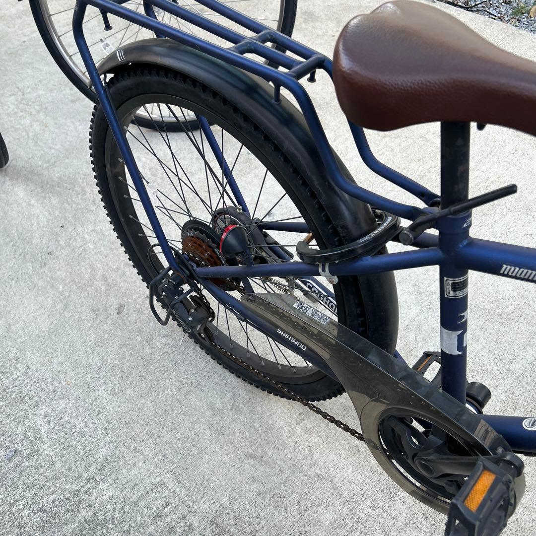 24インチ 子供用自転車 ネイビーブルー 前カゴ付き