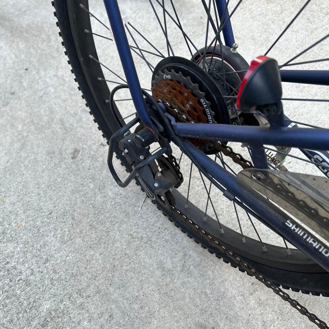 24インチ 子供用自転車 ネイビーブルー 前カゴ付き