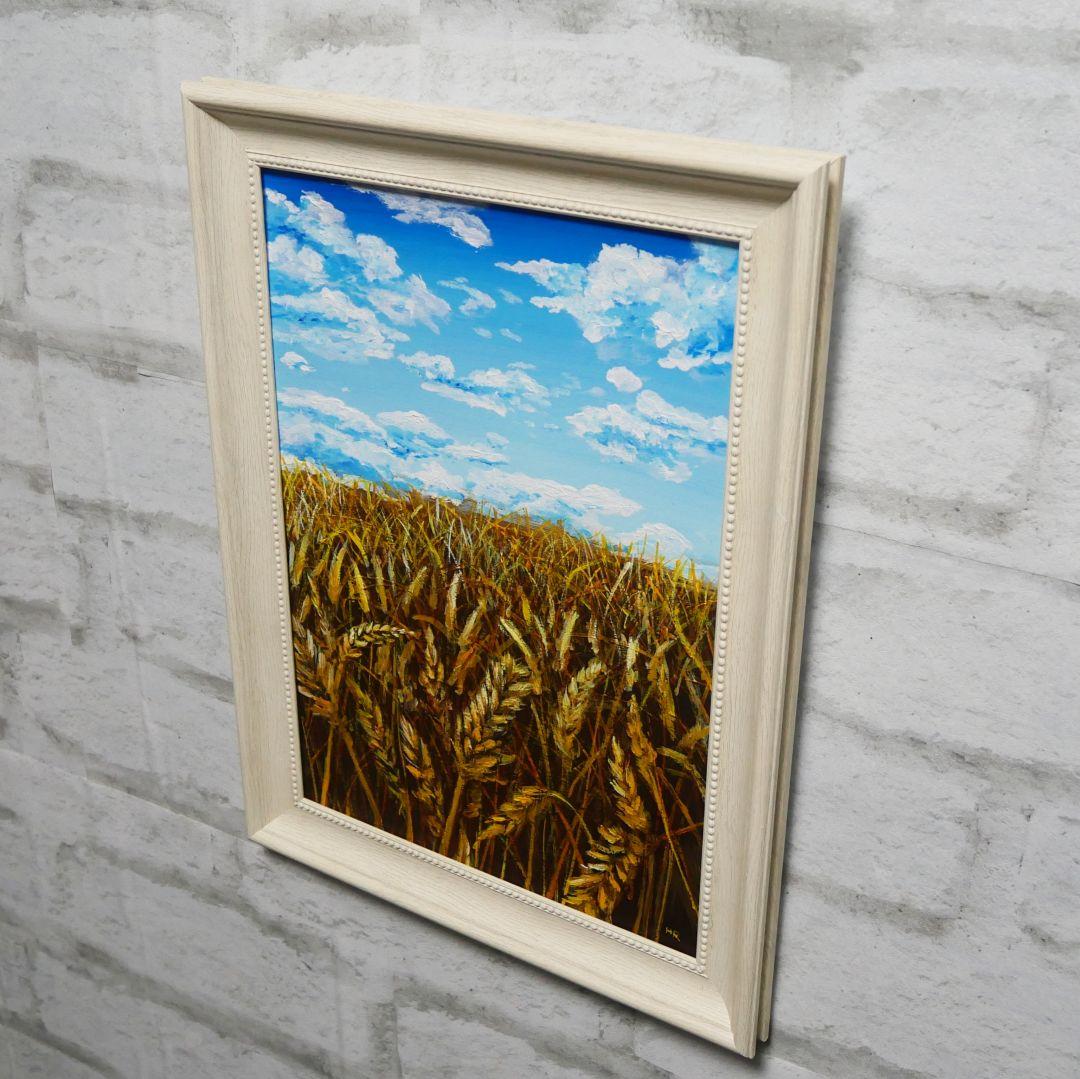 油絵 絵画 【空と雲の麦畑】