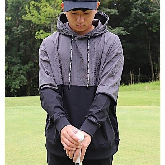 LUXE/R GOLF ストレッチ布帛ペイズリーパーカー 45844GRXL②
