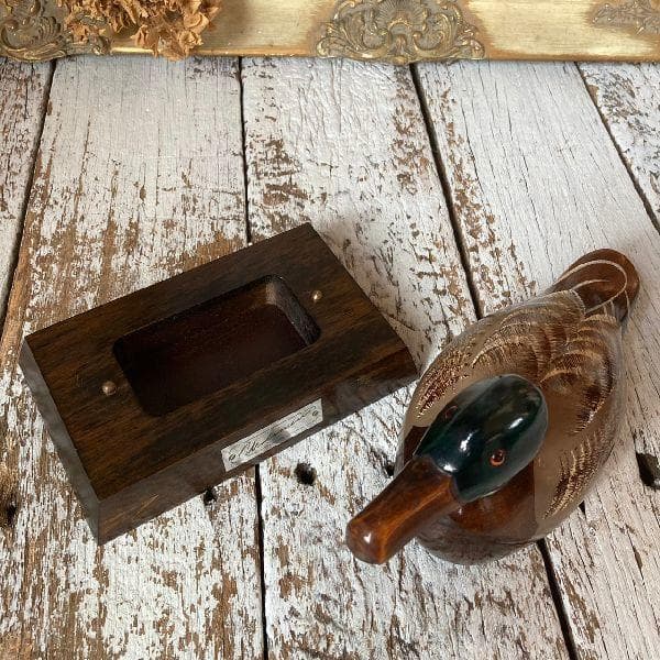 ヴィンテージTSUBOGEN*木製 無垢材 ハンドメイド ウッド デコイ 小物入